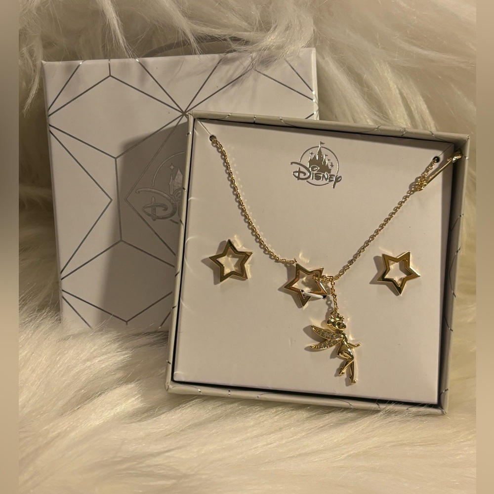 Disney Tinkerbell Necklace and Earrings Set